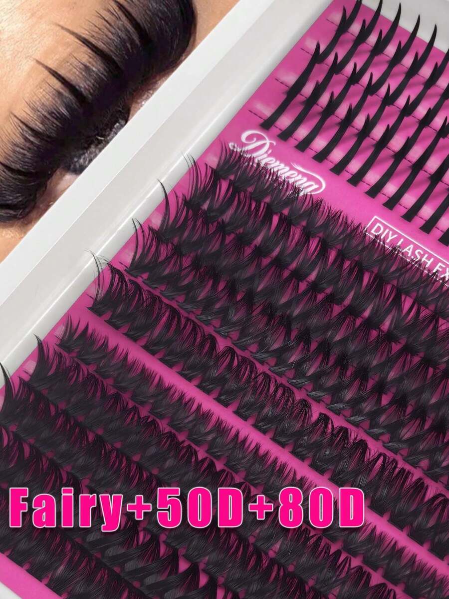 280pcs Fairy Spiky False Eyelashes 50D+80D Soft & Realistic Fluffy & Dense Pointed Cartoon Style Exaggerated Makeup Effect Suitable For Makeup Lovers - D - View 1