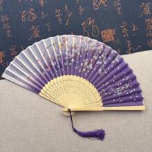 1件復古流蘇摺扇，中式經典摺扇，漢服旗袍配件扇，舞蹈表演扇，婚禮伴娘扇，家居裝飾扇，便攜手持扇 - M - 查看 2