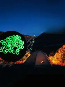 60pcs/Green Camping Tent Stakes - Multi-Functional Tent Accessories, Glow-In-The-Dark Ring, Easy Installation, Bright Color For Easy Identification - Multicolor - View 4