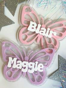 Butterfly Backpack Name Tag Personalized Keychain For Kids Name Bag Tag Custom Lunch Box Butterfly Theme Keychain For Kids Acrylic Backpack - Butterfly Pendant - View 4