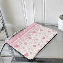 1件粉白蕾絲格紋草莓拼接三折平板保護殼，相容 iPad Air 6/5/4 & 10 (10.9 吋)/Pro 2024、Air M3/A16 2025，相容 Galaxy Tab S9 FE/S8 Plus/S7/S10、Oppo Pad、 MatePad、Vivo Pad、Honor Pad、 Xiaoxin Pad - 彩色 - 查看 5