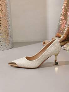 New Women's Mid-Heel High Heels, Comfortable Pointed Toe Fashion Versatile Shoes - Apricot - View 6