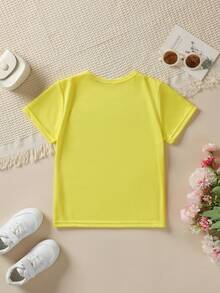Fashionable Short-Sleeved T-Shirt For Children In Summer With Cartoon Prints Of The Number 3, Cars, Helicopters, Boats, Etc. Casual Outdoor Top NY-DX9726 - 粉色 - 查看 2