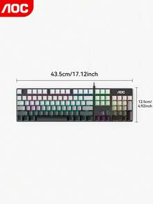 Teclado Mecánico AOC, Retroiluminado con Cable, 3 Opciones de Color, Efectos de Iluminación Multicolor, Anti-Ghosting de 26 Teclas, Teclas de Inyección Doble, Diseño de Teclas Alto-Bajo, Diseño Ergonómico, Para Uso en Juegos & Oficina - Ver 4