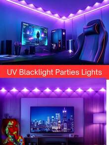 aiinnew 9-30M/29.5-98.4ft USB供電紫外線燈串,室內UV屋簷燈,18至60顆LED燈珠LED燈繩,適用居家裝飾、派對、日常、萬聖節、聖誕節、螢光海報、身體彩繪、霓虹發光派對、教室、繪畫 - 紫光 - 查看 3