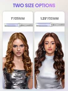 SHEGLAM HAIR One Touch Airflow Styler Pro-32mm+Glossy Shine Strong Styling Stick,Cool Air Auto-Rotating Curling Iron,360° Cooling Airflow One Touch,5 Temps & Auto Off Dual Voltage For All Hair Types - Silver - View 9
