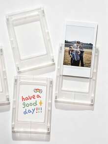 Minimalist Multifunctional Fridge Magnets And Decorative Stickers, Mini Photo Frames Compatible With Fujifilm - Room And Office Decoration Small Size Photo Card Display, Christmas Decoration, Double-Sided Photo Fridge Magnetic Frames, Transparent Photo Display Frames, Christmas Decoration - Multicolor - View 3