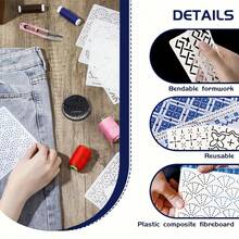 30pcs Sashiko Painting Stencils - Reusable Plastic Stencils, 3.9 X 3.9 Inch Geometric Sashiko Pattern Stencils, Line Drawing Quilting Stencils, Embroidery Pattern Stabilizer, For Sewing, Quilting And Embroidery, Embossing Stencils - Sets - View 6