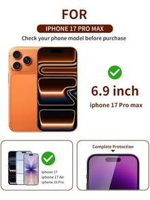 3入裝 17 Pro Max 鋼化玻璃螢幕保護貼，軍規級 9H+ 硬度、無氣泡全螢幕覆蓋、6.9 吋、相容保護殼，適用 17/17 Pro/17 Air/17E/11-16 Pro Max，生日與返校季禮物 - 無色 - 查看 2