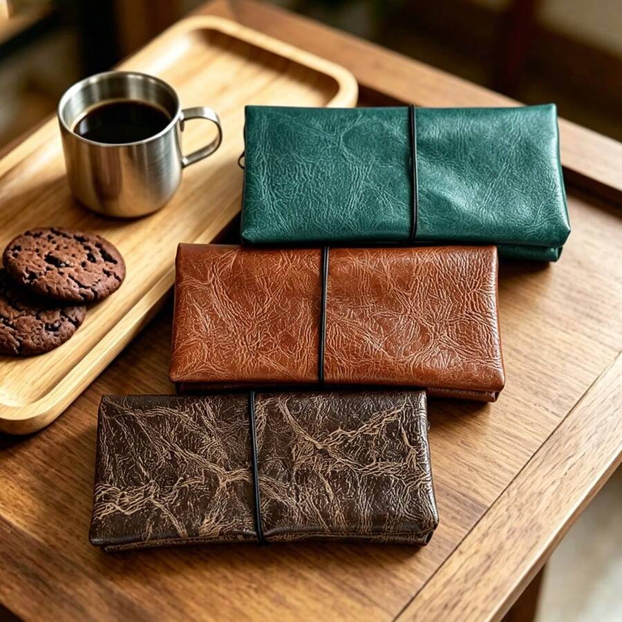 British Retro Faux Leather Tobacco Pouch, Multi-Functional Compartment Portable Storage Bag, Cigarette Organizer, Smoking Accessories Tool Kit, Multiple Colors Available