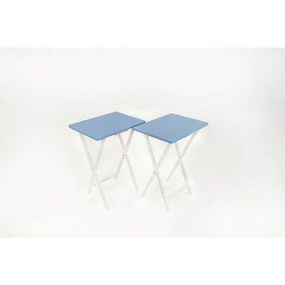 Modern Solid Wood Folding Tray Tables, Set Of 2, Seaside