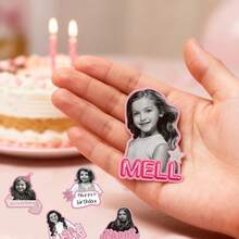 30/20/10pcs Customized Birthday Photo Stickers - Personalized Face Photo With Birthday Age And Name Text Paper Stickers, Suitable For Birthday Party Favor Packaging Stickers, Milestone Party Decoration, 1st 2nd 3rd Birthday Self-Adhesive Stickers - Multicolor - View 8