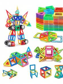 84pcs/56pcs Children Magnetic Building Blocks Toys, Strong Magnetic Large Pieces, Buildable, STEM Early Education, Intelligence Development, Birthday Gift For Boys & Girls - Multicolor - View 3
