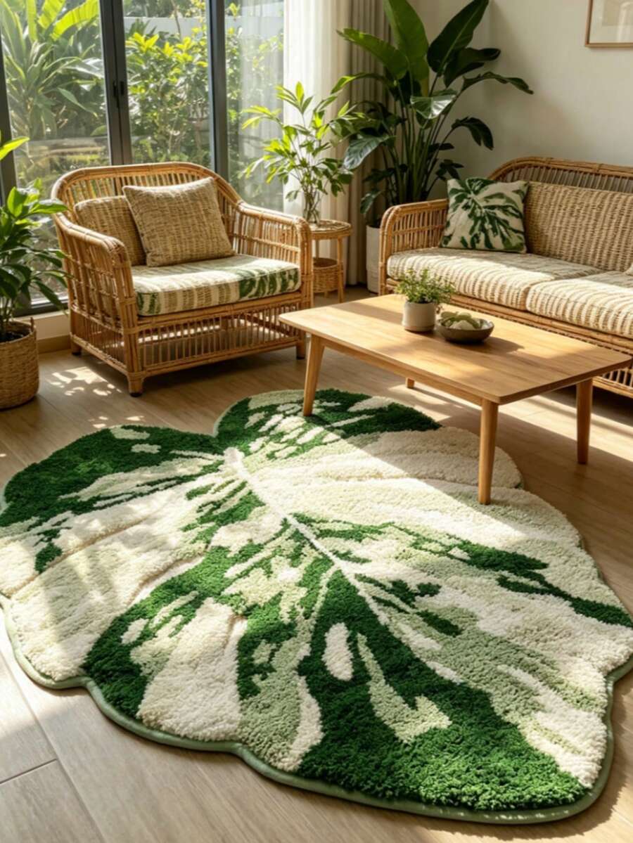 1 buah Karpet Seni Daun Monstera Botani Nordik Modern, Karpet Dekoratif Gaya Estetika yang Dipersonalisasi, Karpet Asimetris untuk Kamar Mandi, Pintu Masuk, Kamar Tidur, Samping Tempat Tidur, Karpet Suasana Estetika Ruang Gaya Ins, Dekorasi Lembut Berbulu Alami Hutan Hujan Tropis, Karpet Kecil, Alas Lantai, Dekorasi Rumah, Karpet Area, Selimut Kasual, Karpet Samping Tempat Tidur, Alas Lantai Penyerap, Karpet yang Dapat Dicuci - MultiWarna - View 1