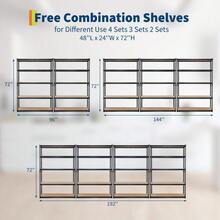 5-Tier Garage Storage Shelves For Kitchen Pantry Basement Bathroom Laundry Heavy Duty Metal Adjustable Shelving Unit Storage Shelving, 2500 LBS Capacity, 48" L X 24" W X 72" H - Black - View 6
