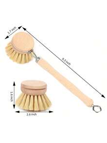 This Heavy-Duty Dish Brush Is Made Of Natural Wood And Palm Bristles, Suitable For Cleaning Pots, Pans And Sinks. This Durable Kitchen Brush Features A Bamboo Handle And Palm Bristles, Which Can Easily Remove Stubborn Stains. - Multicolor - View 1