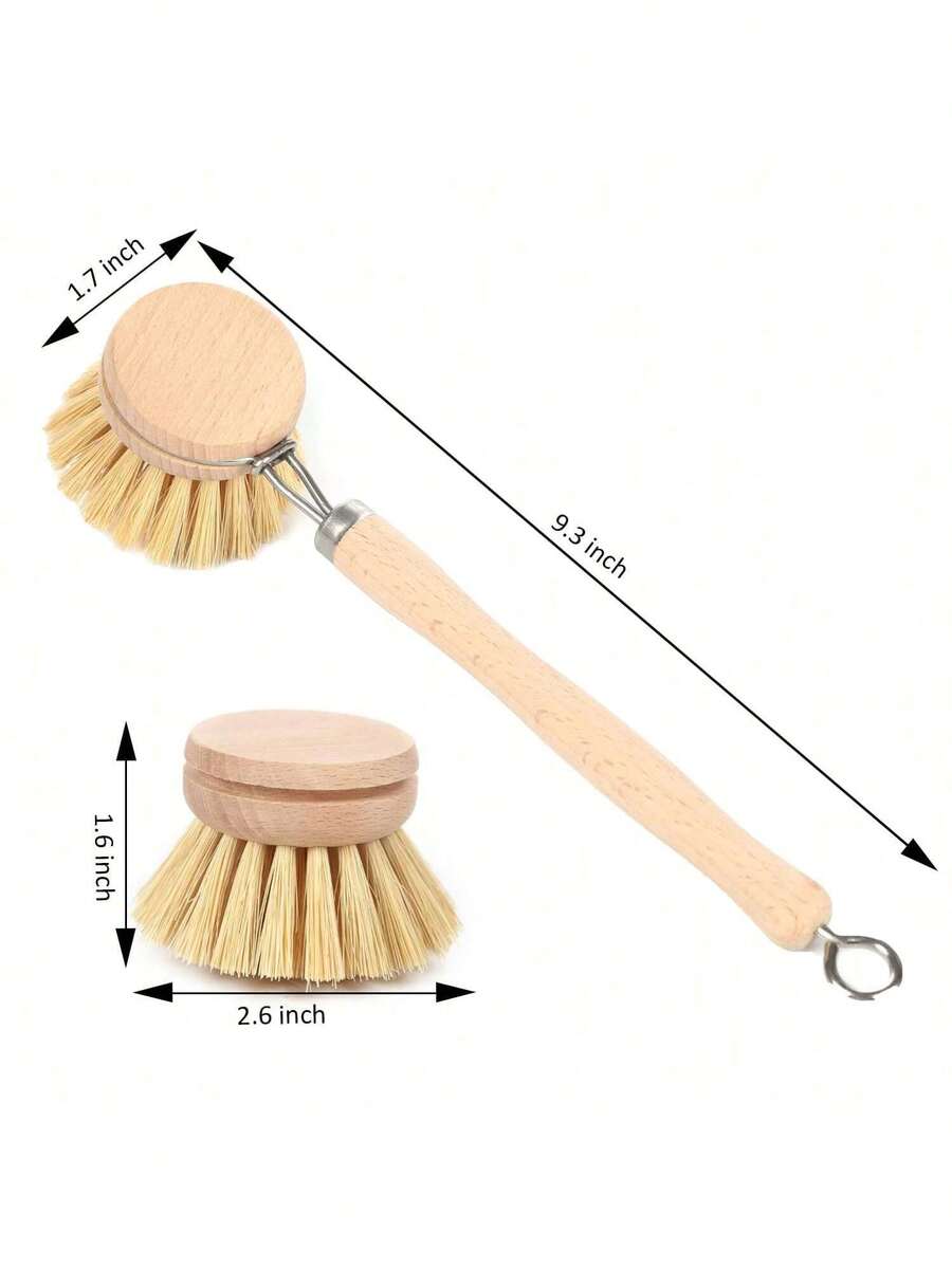 This Heavy-Duty Dish Brush Is Made Of Natural Wood And Palm Bristles, Suitable For Cleaning Pots, Pans And Sinks. This Durable Kitchen Brush Features A Bamboo Handle And Palm Bristles, Which Can Easily Remove Stubborn Stains. - Multicolor - View 1