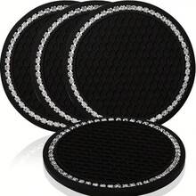 2pcs/1pc/4pcs - Rhinestone Decor Non-Slip Car Cup Holder Coasters - Rhinestone Mesh Coaster - View 12