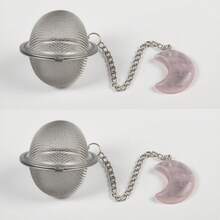 1pc 304 Stainless Steel Tea Infuser With Crystal Stone, Extended Chain Hook, Tea Ball Strainer, For Loose Leaf Tea, Spices, Condiments, Gift For Tea Lovers, Crystal Moon Decor Craft Back To School - Multicolor - View 24