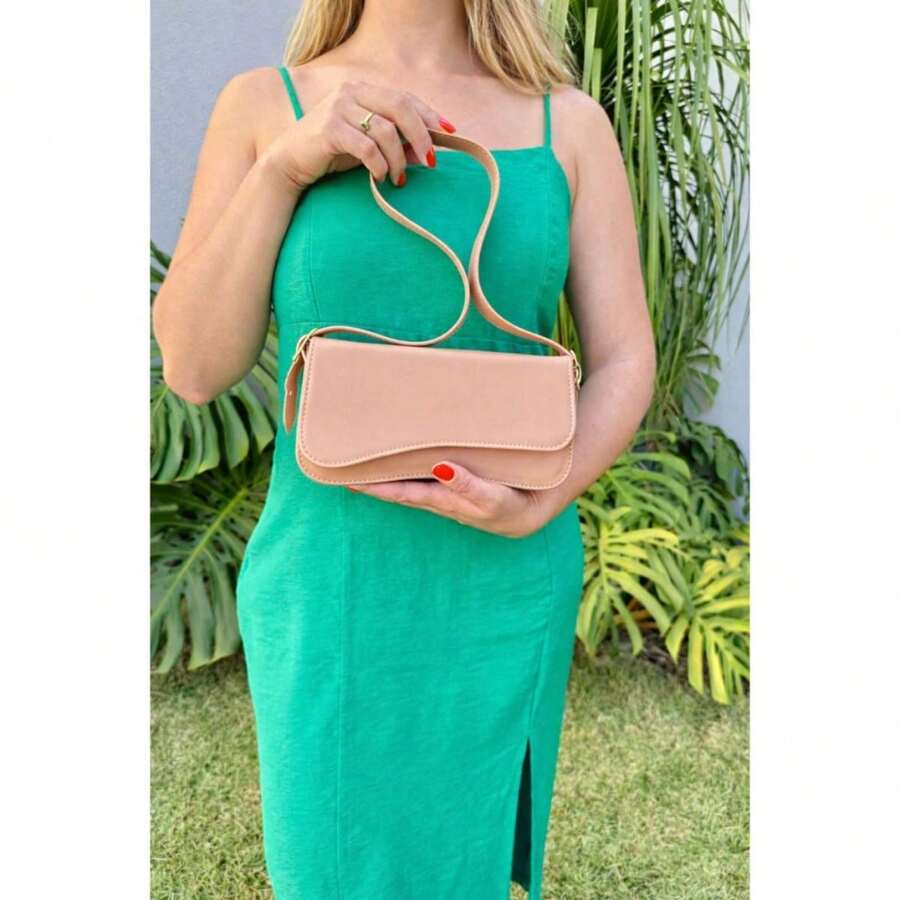 Bolsa Feminina Baguete de Ombro Premium Pronta Entrega Estlilo Boho Chic Presente Namorada - Nu / Nude - Visão 1