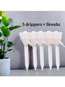 1/5 Pack Automatic Drip Irrigation System, Adjustable Flow Plant Watering Device, Plastic Self-Watering Support, No Electricity Required, Compatible With US And European Standard Water Bottles, Suitable For Indoor And Outdoor Potted Plants, Balcony Garden DIY Watering Irrigation Accessories - Multicolor - View 8