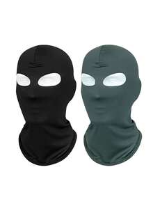 1 pieza/2 piezas Pasamontañas unisex para ciclismo al aire libre, a prueba de viento y protección solar con 2 orificios, de secado rápido y transpirable, unicolor, adecuado para senderismo, escalada, pesca y ciclismo - Estilo B - Ver 47