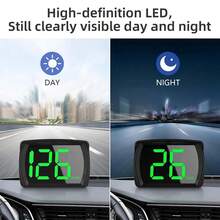 Pantalla HUD Universal para Coche con Velocímetro GPS, Pantalla Digital de Velocidad, Brillo Automático, Alerta de Exceso de Velocidad, Plug & Play, Medidor de Velocidad para Parabrisas y Salpicadero, Compatible con Todos los Vehículos - A - Ver 3