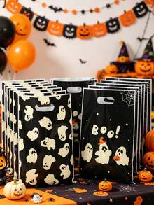 50/25/1 Halloween Geschenktüten, Halloween gruselige "BOO" Geschenktüten, Halloween Geistermuster dekorative Tragetaschen, Halloween Partyzubehör, Halloween Süßigkeiten- oder Snack-Tüten, Halloween Schokoladentüten, Halloween Küchenverpackungsmaterial, Halloween Dekorationen, Horror Spukhaus Dekoration, Halloween Raumdekoration, Halloween Heimdekoration, Partygeschenke, Halloween Dekoration, Gothic Stil, Herbstdekoration, Halloween, Vampir Thema - A - Übersicht 6