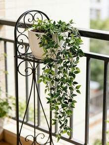 2 Peças Plantas Artificiais Penduradas | Plantas Penduradas Falsas, Mini Plantas Artificiais em Vasos, Adequadas para Parede de Flores DIY, Flores Falsas Resistentes a UV, Adequadas para Jardim Suspenso, Varanda, Decoração Externa de Parapeito de Janela, Adequadas para Casa, Sala de Estar, Banheiro, Adequadas para Decoração de Sala de Outono, Decoração de Halloween/Natal (Inclui Vasos de Flores) - Verde - Visão 8
