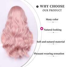 26-28 Inch Long Curly Sakura Pink Wig – Full-Cap Synthetic Fiber Rose Net Wig With Lolita-Style Side-Swept Bangs & Large Waves For A Youthful Vibe, Suitable For Halloween And Other Festive Occasions - 淺粉色 - 查看 4