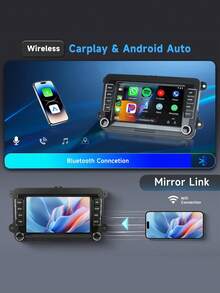 適用於 Golf MK5 MK6 Jetta Beetle Passat Sharan Tiguan Touran Seat Polo 的汽車收音機,支援無線 CarPlay & Android Auto,7 吋 VW 觸控螢幕音響,附 FM AM 收音機 (7 吋) - A - 查看 10