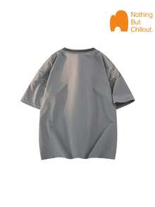 NBCT Japanese Outdoor Style Color Block Round Neck Solid Color T-Shirt Women Drape Loose Fit Plus Size Drop Shoulder Short Sleeve Summer New Student Daily Casual Versatile Couple Basic Half Sleeve - Grey - View 3
