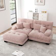 Sofa 220 cm de Chenille para hogar - Rosa, 2 plazas - Ver 2