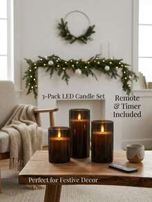 Velas LED sin llama, velas de pilar LED parpadeantes, mecha en forma de lágrima mejorada, velas electrónicas alimentadas por batería, decoración de centro de mesa, decoración de boda, jardín, fiesta festiva - Gris - Ver 7