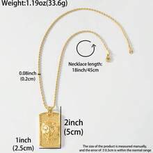 Vintage Hip Hop Stainless Steel 18K Gold Plated Twisted Rope Chain With Embossed Lion Badge Pendant, Suitable For Men And Women Daily Wear And Party, Gift - Gold - View 6