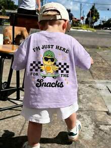 Kaos Bayi Laki-laki Gaya Jalanan, Atasan Lengan Pendek Longgar dari Katun Lembut - Mauve Purple - View 2