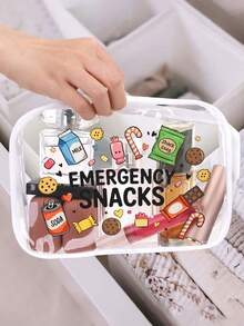 「Emergency Snacks」字母印花 PVC 化妝包，拉鍊密封 PVC 旅行收納袋，輕量耐褪色化妝盥洗包，適合女性與女孩，TSA 認證便攜化妝收納盒，易擦拭清潔，適合母親、老師、朋友、護理師及其他使用者，女性好友禮品袋，學校與度假旅行必備盥洗包，防水盥洗包 - 彩色 - 查看 10