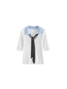 Atasan Sweater 2 in 1 Model Korea Elegan, Potongan Pendek Slim Fit, Leher V, Kasual, Warna Putih untuk Musim Panas - Putih - View 6