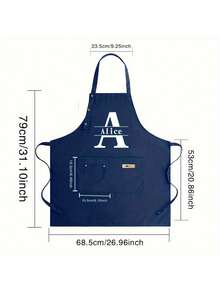Delantal Personalizable con Nombre - Ropa de Trabajo de Cocina Neutra, Duradera y Cómoda, Fácil de Cuidar, Diseño Práctico con Bolsillos y Correas Ajustables, Adecuado para Entusiastas de la Cocina - Multicolor - Ver 7