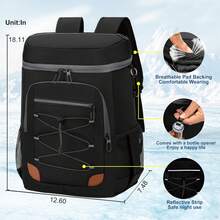 Backpack Cooler Insulated Leak Proof For Men Women 36 Cans Soft Cooler Backpack Insulated Waterproof Large Capacity Coolers Bag Portable For Lunch Camping Travel Picnic Hiking (Black) - 黑色 - 查看 7
