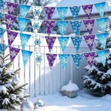 1/3/5 Sets Winter Party Decorations Snowflake Bunting Snow Scene Paper Banners, For Winter Themed Birthday Party Decorations Supplies - Snowflake Triangle Flag - View 5