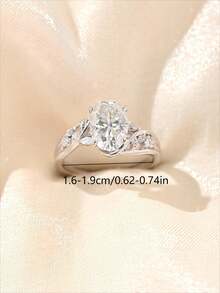 1 pièce Bague de luxe élégante en argent S925 avec moissanite ovale 2,5CT, convient pour les femmes, mariage, festival, célébration, soirée, saison des mariages, robe, vacances, fête, anniversaire, confession, bijou cadeau - Argent - Voir 11