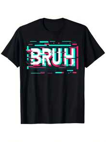 Men's Pure Cotton T-Shirt, Modern And Versatile, With Creative Designs, Versatile Cut, Comfortable For Sports, Fashionable And Stylish. - Black - View 1