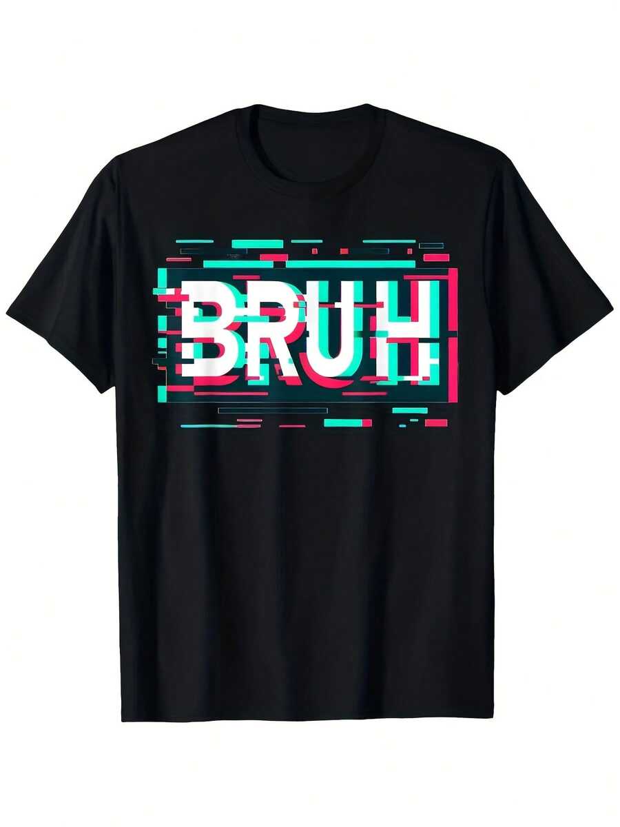 Men's Pure Cotton T-Shirt, Modern And Versatile, With Creative Designs, Versatile Cut, Comfortable For Sports, Fashionable And Stylish. - Black - View 1