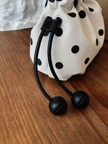 Dedoo 2026 New Polka Dot Drawstring Bucket Bag, Women's Fashion Crossbody Bag - Beige - View 6