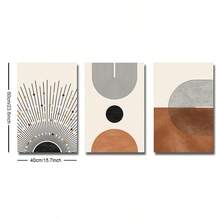 3pcs Bohemian Style Medieval Abstract Vintage Oil Painting, Sun Geometric Pattern Arch Minimalist Wall Sticker Canvas Print Modern Art Painting, Suitable For Living Room, Bedroom, Office Decoration, Unframed, Wall Art Gift, Birthday Graduation Season Applicable - Apricot - View 9