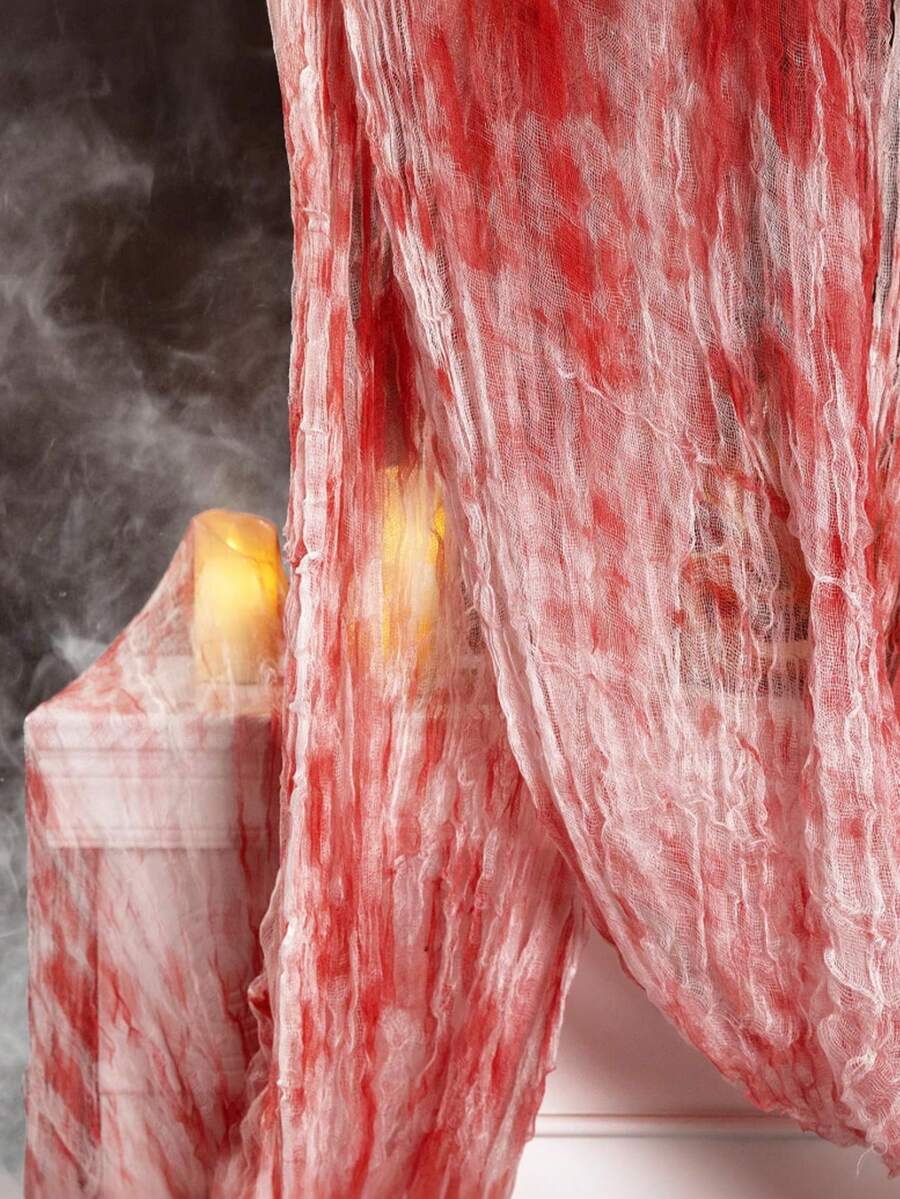 2 Stücke roter Blutspuren-Horrorstoff, Halloween gruseliger Gaze-Stoff, Halloween Horror-Stoff - gruseliger Gaze Blutspuren-Horrorstoff, geeignet für Spukhaus Halloween Party Garten Wand Türöffnung Außen Dekoration Fenster Türöffnung Abdeckung Gaze, Tisch-Mittelstück Dekoration, Garten Dekoration, Horror-Atmosphäre Hintergrund Dekoration