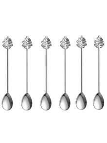 1pc/5pcs/10pcs European Style Silver/Gold Dessert Spoon, Vintage Leaf Coffee Spoon, Retro Metal Carved Fruit Dessert Spoon, For Kitchen Dining Bar, Classical Style - Gold and Silver - View 9