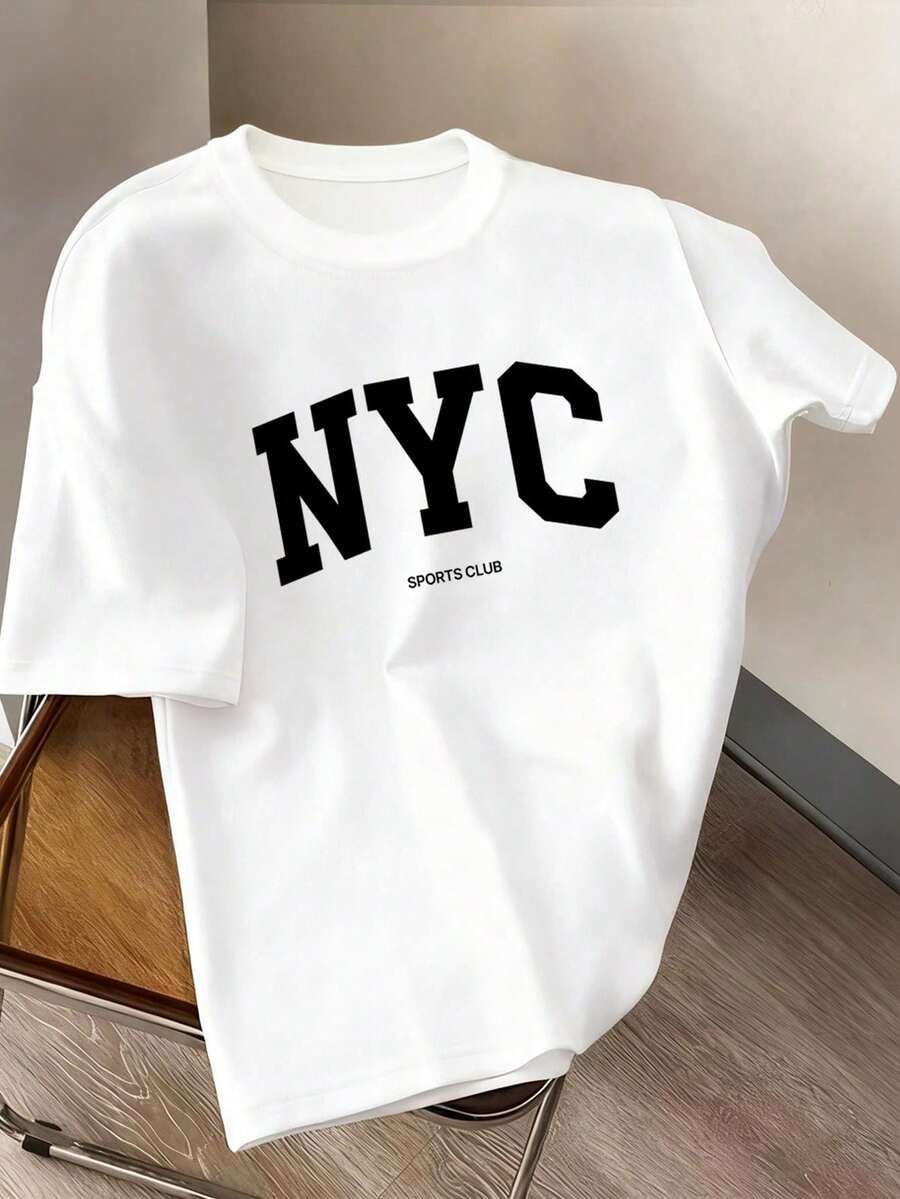 Crew Neck T-Shirt For Teenagers, With Cartoon Print Lettering - White - View 1
