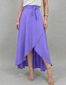 Long Wrap Skirt With Tie-Up Fashion Blogger - Lilac Purple - View 1